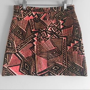 Topshop ◉ Aztec Print Zipper Back Mini Skirt